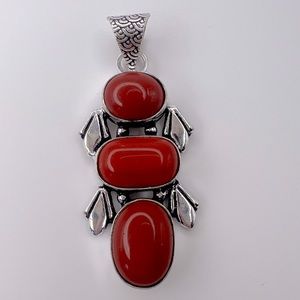 Red Gemstone Silver Plated Necklace Pendant